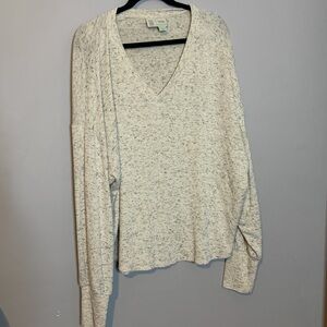 Anthro V-Neck Sweater in Oatmeal